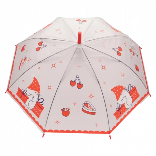 MUMUSO Regenschirm für Kinder aus Polyethylen, blau mit Murmeltier – sicherer Kinderschirm mit J-Griff für die Schule.