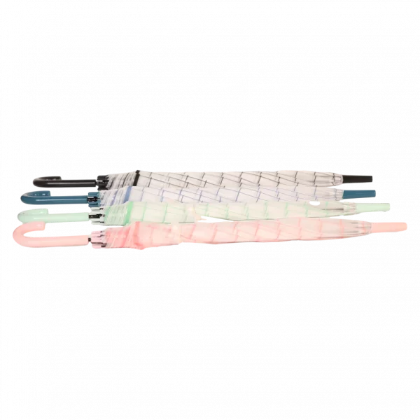 MUMUSO transparenter Regenschirm mit Raster, Fiberglas und J-Griff (Pink) – sturmfester Regenschirm für Erwachsene.