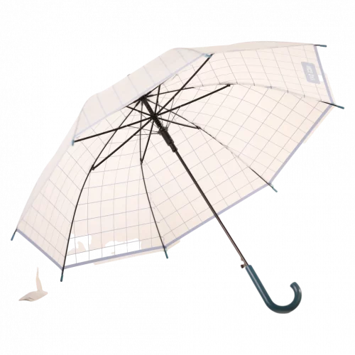 MUMUSO transparenter Regenschirm mit Raster, Fiberglas und J-Griff (Pink) – sturmfester Regenschirm für Erwachsene.