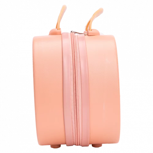 MUMUSO Reisetrolley für Kosmetik, 14 Zoll (Rosa) mit Family-Print – kompakter Koffer für Accessoires auf Reisen.