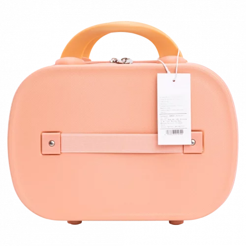 MUMUSO Reisetrolley für Kosmetik, 14 Zoll (Rosa) mit Family-Print – kompakter Koffer für Accessoires auf Reisen.