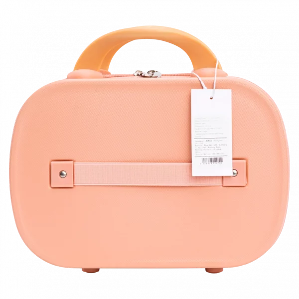 MUMUSO Reisetrolley für Kosmetik, 14 Zoll (Rosa) mit Family-Print – kompakter Koffer für Accessoires auf Reisen.