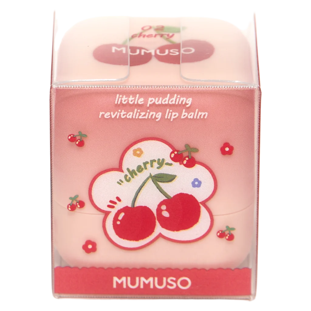 MUMUSO revitalisierender Lippenbalsam mit Kirsch-Print, 26 g – feuchtigkeitsspendende Lippenpflege Cherry in Rot.