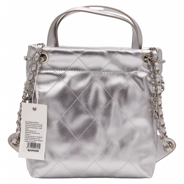 MUMUSO Rucksack mit Metallic-Design in Silber – stylischer und kompakter Begleiter für Damen im Alltag.
