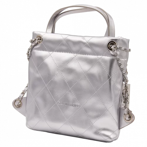 MUMUSO Rucksack mit Metallic-Design in Silber – stylischer und kompakter Begleiter für Damen im Alltag.