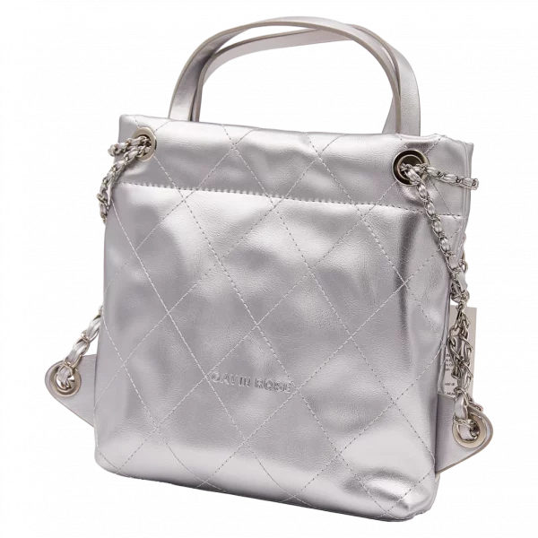 MUMUSO Rucksack mit Metallic-Design in Silber – stylischer und kompakter Begleiter für Damen im Alltag.