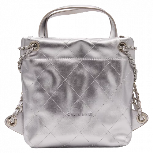 MUMUSO Rucksack mit Metallic-Design in Silber – stylischer und kompakter Begleiter für Damen im Alltag.