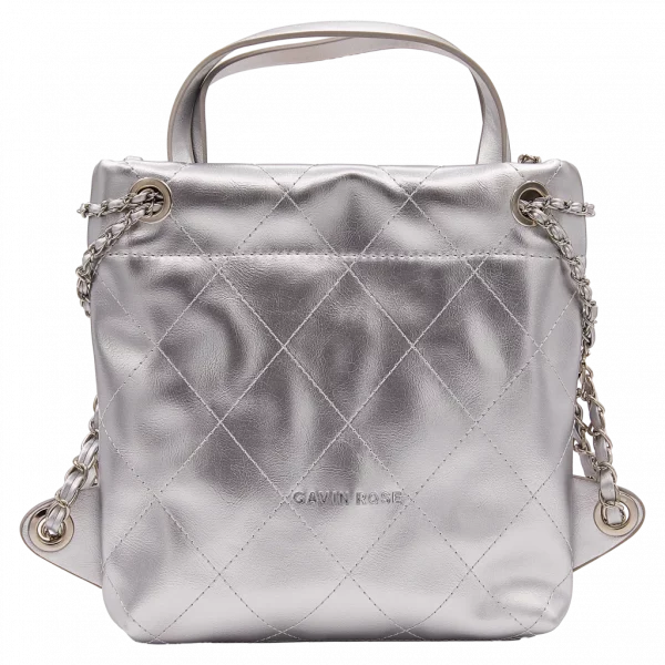 MUMUSO Rucksack mit Metallic-Design in Silber – stylischer und kompakter Begleiter für Damen im Alltag.