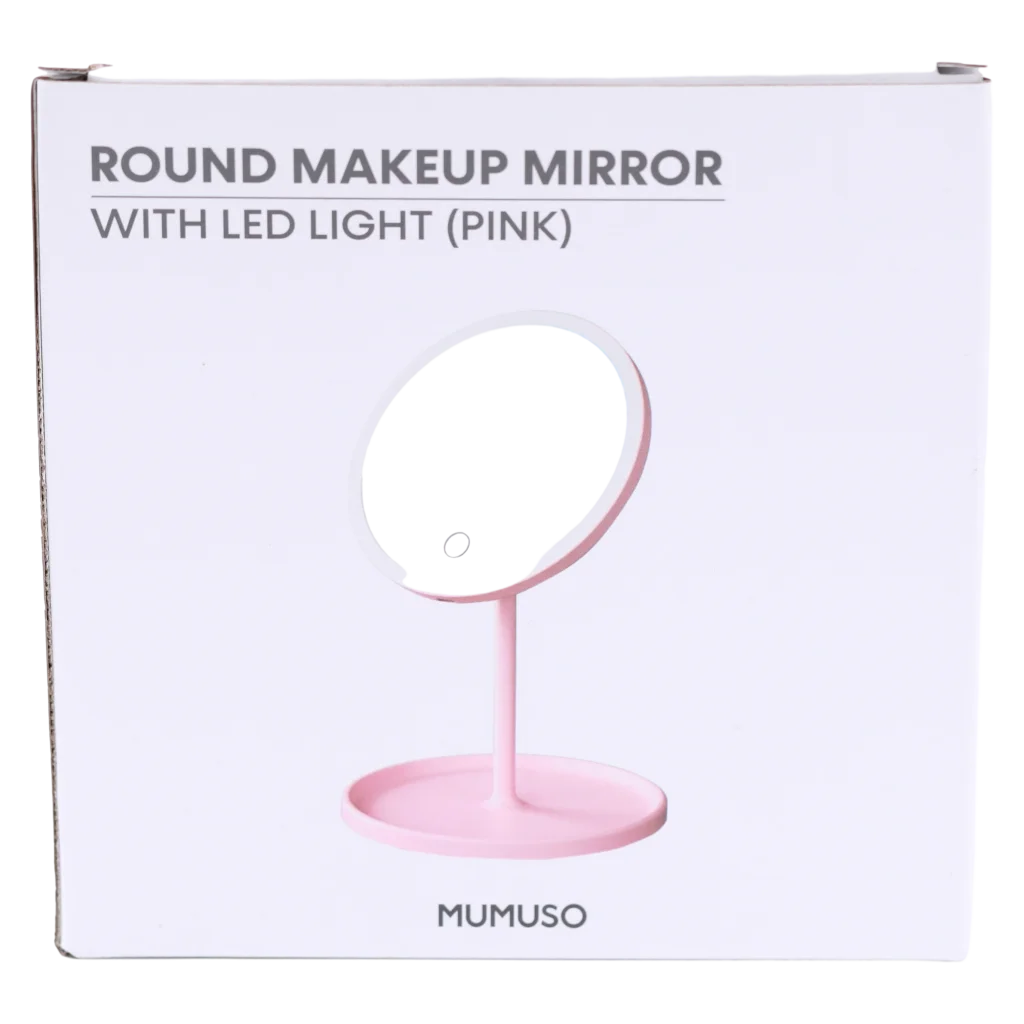 mumuso_runder_schminkspiegel_led_pp_glas_rosa_2.webp MUMUSO Schminkspiegel, rund mit LED-Beleuchtung aus PP und Glas, Rosa – praktischer LED-Spiegel für präzises Make-up.