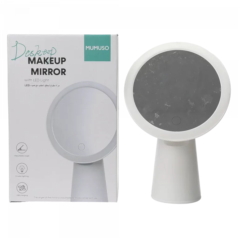 MUMUSO Schminkspiegel mit LED-Licht, rund und weiß – moderner LED Spiegel für Make-up und Badezimmer.