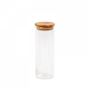 MUMUSO Vorratsglas aus Borosilikatglas mit Bambusdeckel, 500 ml transparent – praktischer Glasbehälter für die Küchenaufbewahrung.