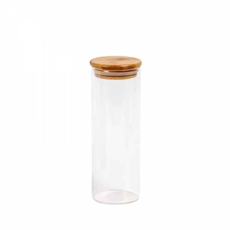 MUMUSO Vorratsglas aus Borosilikatglas mit Bambusdeckel, 500 ml transparent – praktischer Glasbehälter für die Küchenaufbewahrung.