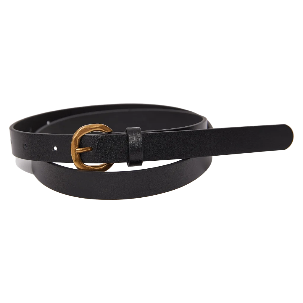 mumuso_schmaler_damen-guertel_goldfarbene_schnalle_schwarz.webp MUMUSO Damen Gürtel schmal in Schwarz mit goldfarbener Schnalle – elegantes Accessoire für Jeans und Kleider.