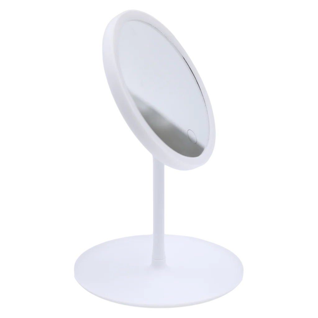 mumuso_schminkspiegel_led_pp_glas_weiss.webp MUMUSO Schminkspiegel mit LED-Licht aus PP und Glas, rund und weiß – moderner Make-up Spiegel für das Badezimmer.