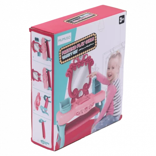 MUMUSO Schminktisch Spielzeug aus Polypropylen für Kinder in Rosa, robustes Kinderspielzeug ab 3 Jahren für Rollenspiele.
