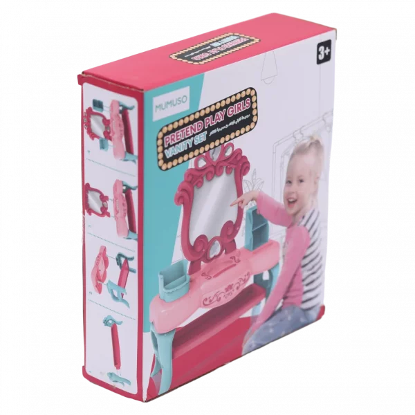 MUMUSO Schminktisch Spielzeug aus Polypropylen für Kinder in Rosa, robustes Kinderspielzeug ab 3 Jahren für Rollenspiele.
