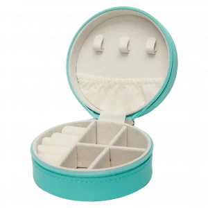 MUMUSO Schmuckaufbewahrung rund aus PU-Leder und Flanell, grün – praktisches Schmuckkästchen mit Fächern.