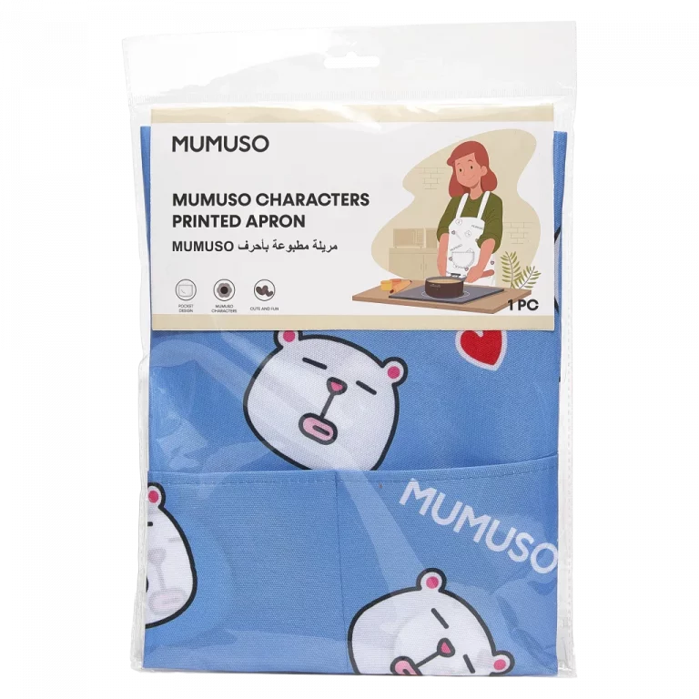 MUMUSO Schürze aus Polyester für Erwachsene, blau mit Bär, schützt Kleidung beim Kochen und Putzen.