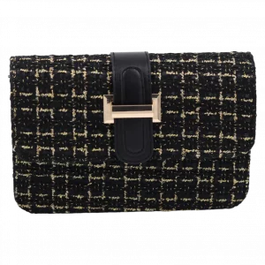 MUMUSO Schultertasche Stoff mit Kettengurt, elegantem Verschluss in Schwarz – stilvolle Damentasche für Alltag und Abend.
