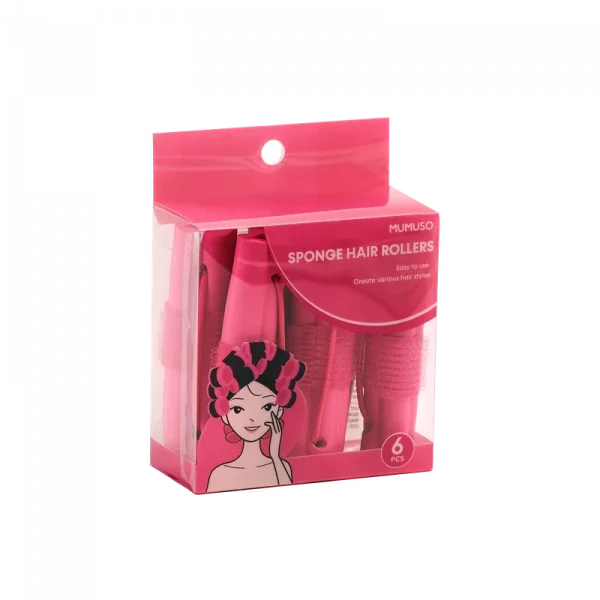 MUMUSO Lockenwickler 6er-Set, Schwamm-Lockenwickler in Rosa für sanftes, hitzefreies Styling feiner Haare.