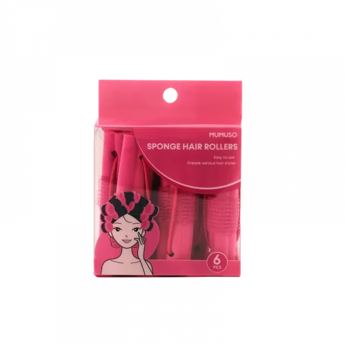 MUMUSO Lockenwickler 6er-Set, Schwamm-Lockenwickler in Rosa für sanftes, hitzefreies Styling feiner Haare.