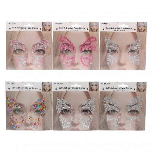 MUMUSO Gesichtssteine selbstklebend, Acryl, bunt – Gesichtsschmuck Sticker für kreatives Festival Make-up und Party-Look.
