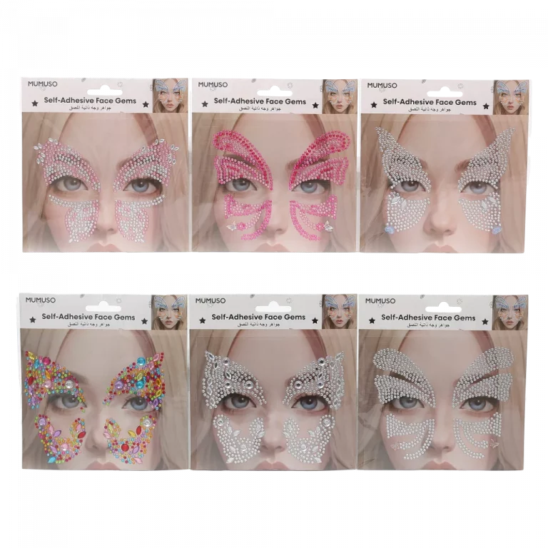 MUMUSO Gesichtssteine selbstklebend, Acryl, bunt – Gesichtsschmuck Sticker für kreatives Festival Make-up und Party-Look.