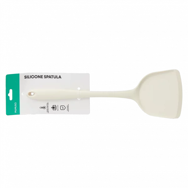 MUMUSO Silikonspatel mit Nylonkern in Creme – spülmaschinengeeigneter Küchenhelfer zum Wenden und Rühren von Zutaten.