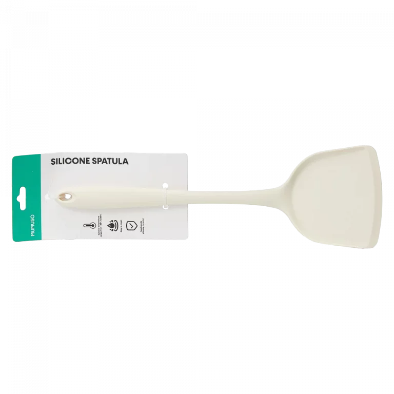 MUMUSO Silikonspatel mit Nylonkern in Creme – spülmaschinengeeigneter Küchenhelfer zum Wenden und Rühren von Zutaten.