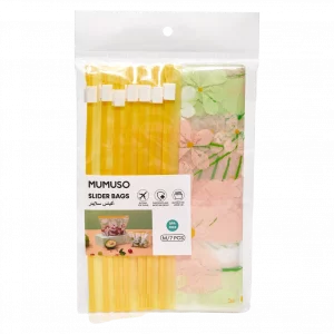 MUMUSO Slider-Beutel aus PE, mittelgroß, mit Blumen-Print, 7 Stück – praktische Aufbewahrungsbeutel für die Küche.