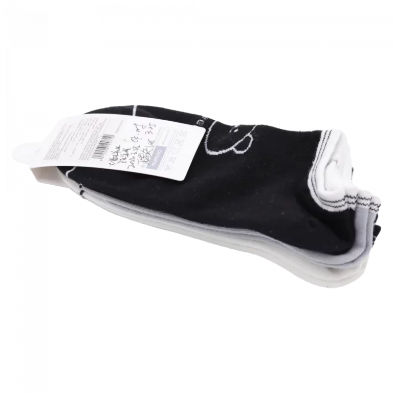 MUMUSO Sneakersocken Damen aus Baumwolle im 3er-Pack (Schwarz) mit Bär, bequeme Socken für den Alltag.