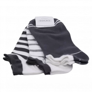 MUMUSO Sneakersocken Herren aus Baumwollmischung, 3er-Pack in Grau/Schwarz/Weiß – kurze und bequeme Herrensocken.