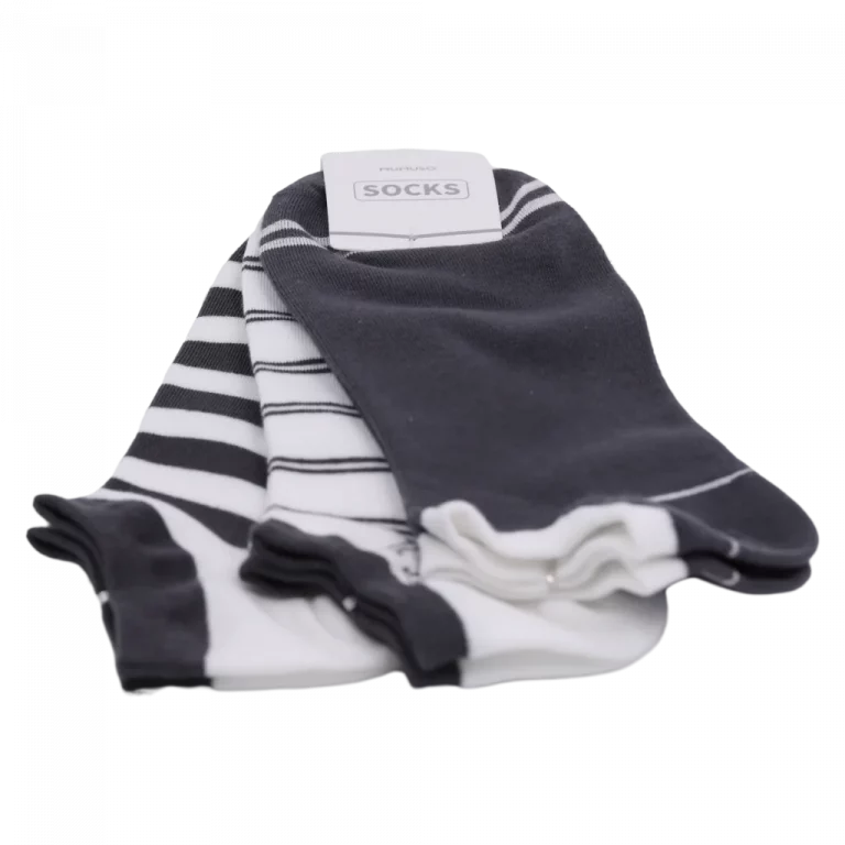 MUMUSO Sneakersocken Herren aus Baumwollmischung, 3er-Pack in Grau/Schwarz/Weiß – kurze und bequeme Herrensocken.