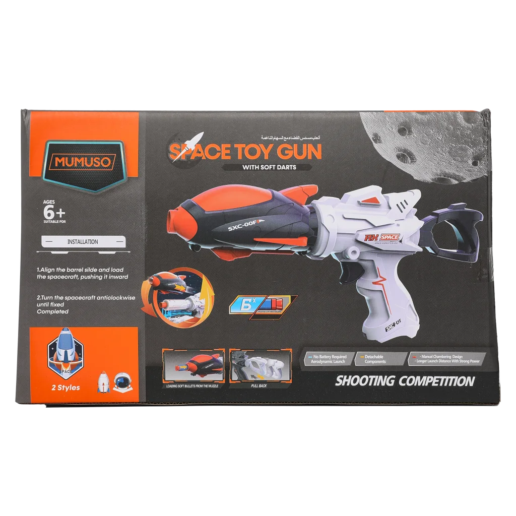 mumuso_spielzeugpistole_soft-darts_abs_schwarz_weiss_4.webp MUMUSO Spielzeugpistole mit Soft Darts aus ABS Kunststoff, schwarz/weiß – sicheres Kinderspielzeug für Kinder ab 6 Jahren.