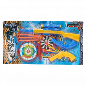 MUMUSO Spielzeugpistole Set mit Zielscheibe und Soft Darts aus PP PVC, farbenfroh – sicheres Kinderspielzeug mit Zubehör.