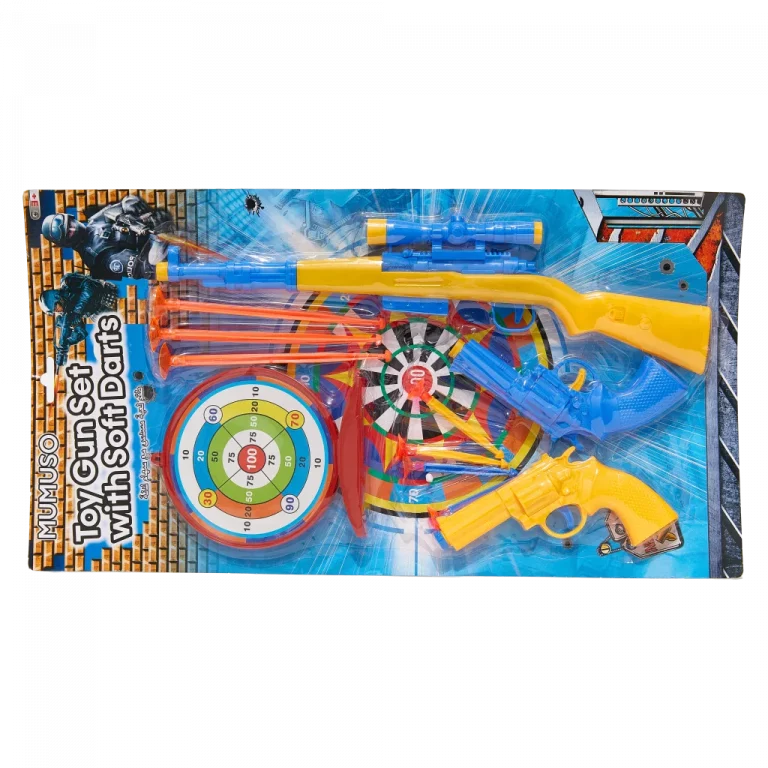 MUMUSO Spielzeugpistole Set mit Zielscheibe und Soft Darts aus PP PVC, farbenfroh – sicheres Kinderspielzeug mit Zubehör.