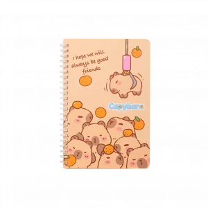 MUMUSO Spiral-Notizbuch A5 mit Capybara, 145 × 210 mm, beige – niedliches Notizbuch für die Schule oder das Büro.