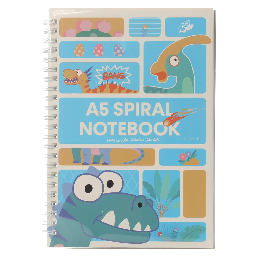 mumuso_spiral-notizbuch_a5_dinosaurier_mehrfarbig_3.webp MUMUSO Notizbuch A5 Spiral mit Dinosaurier, farbig – praktisches Dinosaurier Notizbuch für Schule oder Büro.