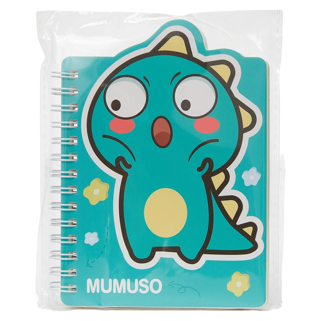 mumuso_spiral-notizbuch_dinosaurier_tuerkis.webp MUMUSO Spiral-Notizbuch für Kinder in Türkis mit Dinosaurier, praktisches Schreibwarenprodukt mit Spiralbindung.