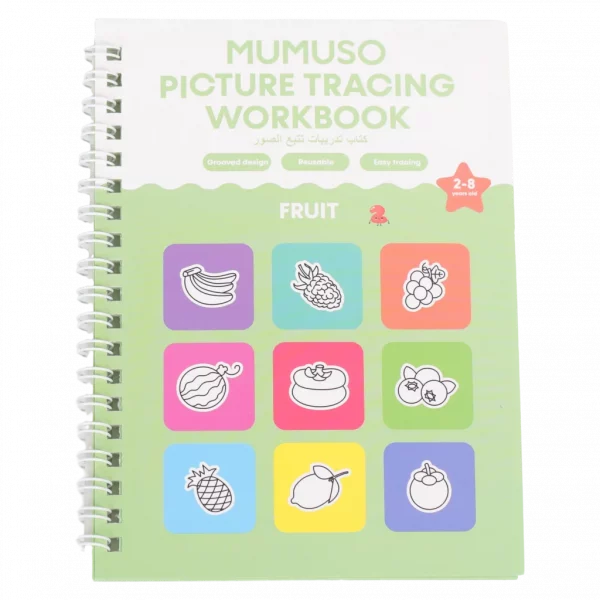 MUMUSO Spiral-Notizbuch mit Frucht zum Nachzeichnen, 17 × 12,5 cm (Grün) – Notizbuch für Kinder mit Spiralbindung.