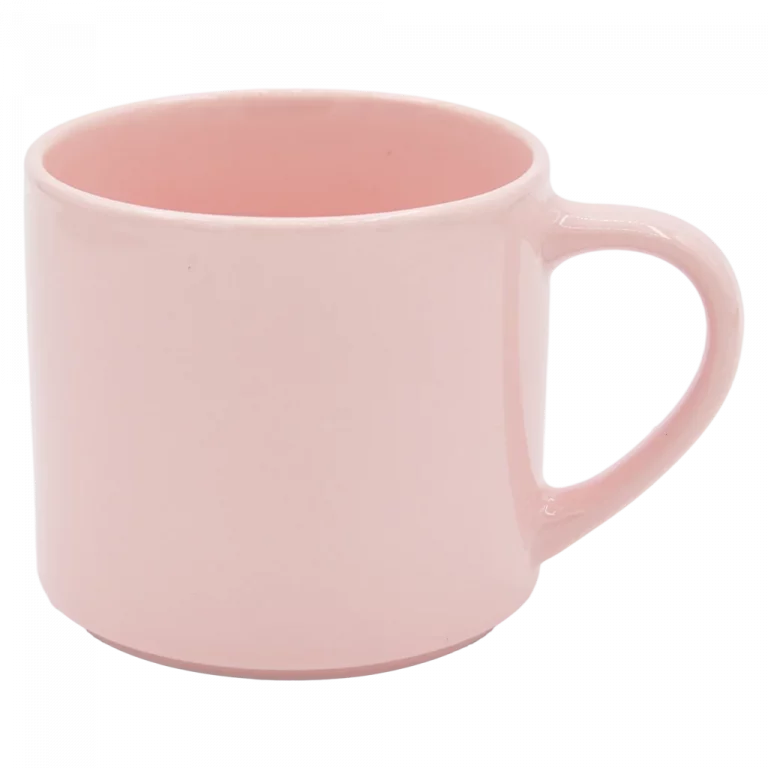 MUMUSO Keramiktasse aus Neo Bone China, 490 ml (Rosa) – stapelbare Tasse für Heißgetränke und Büro.