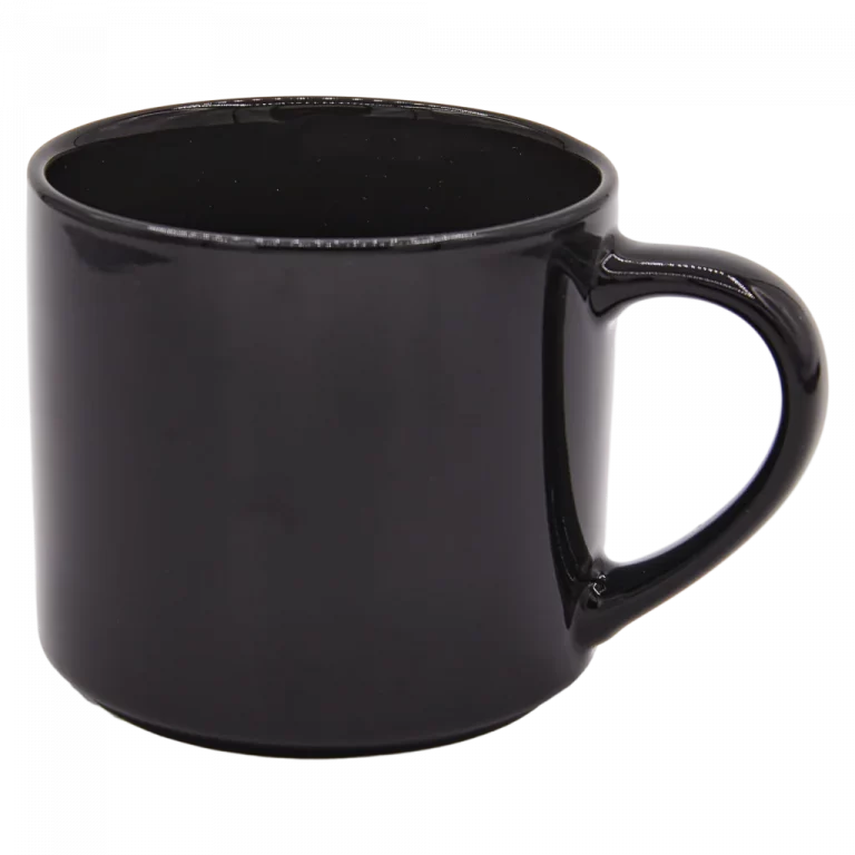 MUMUSO stapelbare Keramiktasse aus Neoknochenporzellan, 490 ml (Schwarz) – langlebige Keramiktasse für Kaffee oder Tee.