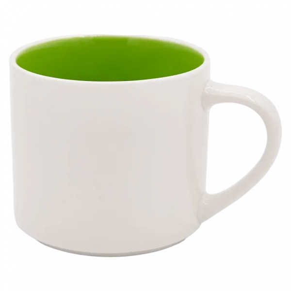 MUMUSO stapelbare Tasse aus Neo-Knochenporzellan, 490 ml – hochwertige Keramiktasse mit grünem Innenleben für Alltag und Büro.