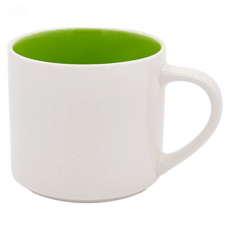 MUMUSO stapelbare Tasse aus Neo-Knochenporzellan, 490 ml – hochwertige Keramiktasse mit grünem Innenleben für Alltag und Büro.