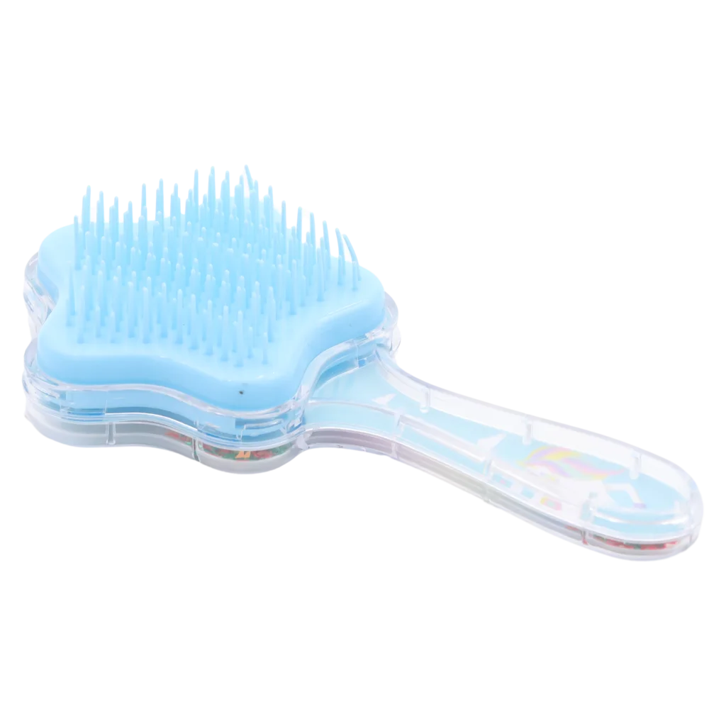 MUMUSO sternförmige Haarbürste mit Einhorn, Polystyrol und Nylon, blau – sanfte Haarpflege für Kinder, ideal für empfindliche Kopfhaut.