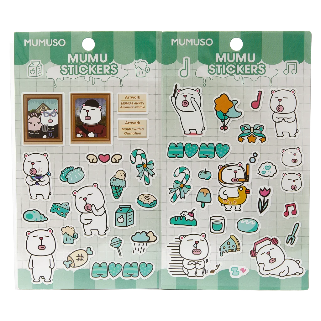 mumuso_sticker-set_baer_weiss.webp MUMUSO Sticker-Set mit Bären, weiß – selbstklebende Sticker, ideal zum Basteln und als dekorative Sticker für Notizbuch.
