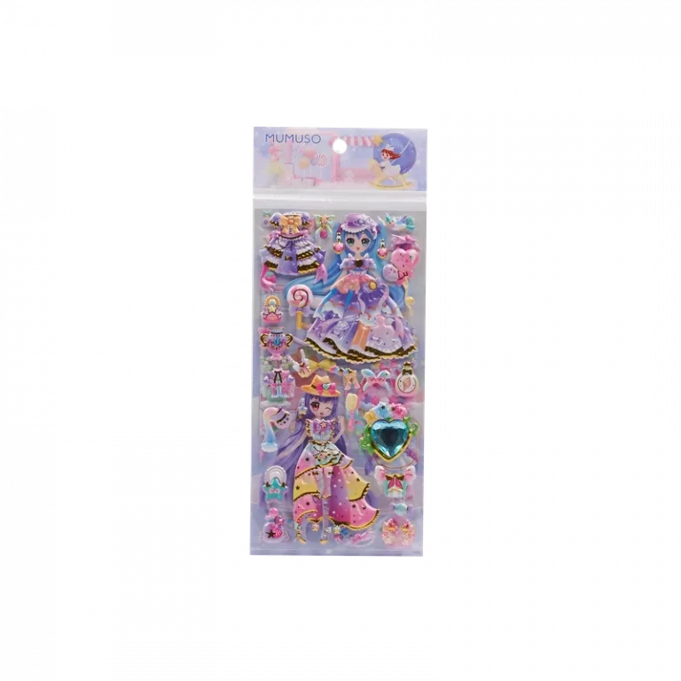 MUMUSO Sticker-Set mit Folien-Print und 3D-Effekt, mehrfarbig – dekorative Sticker für Notizbuch und Bastelbedarf.