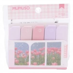 MUMUSO Sticky Index Tabs mit 150 Blatt, Rosa, mit Tulpen – praktische Haftnotizen für Büro und Organisation.