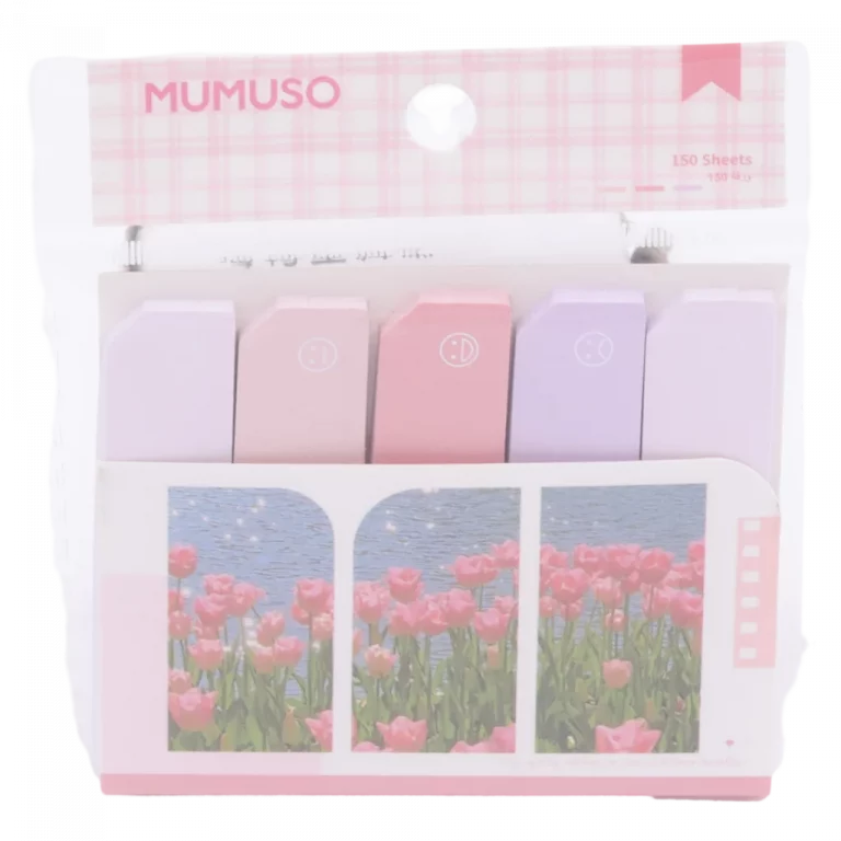 MUMUSO Sticky Index Tabs mit 150 Blatt, Rosa, mit Tulpen – praktische Haftnotizen für Büro und Organisation.