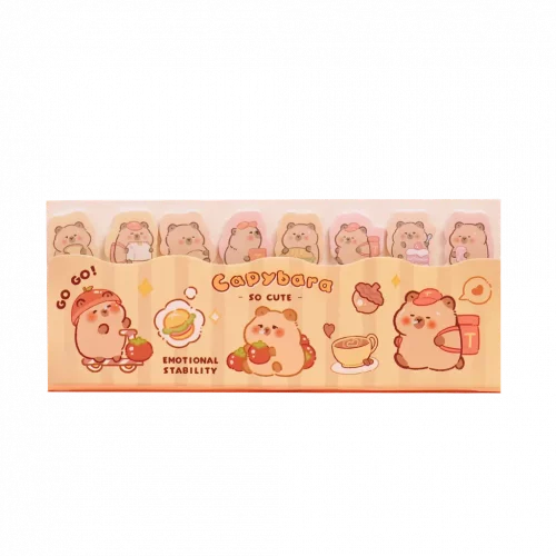 MUMUSO Sticky Index Tabs mit Capybara, beige/braun – praktische Notizmarker mit Tiermotiv für Büro und Schule.